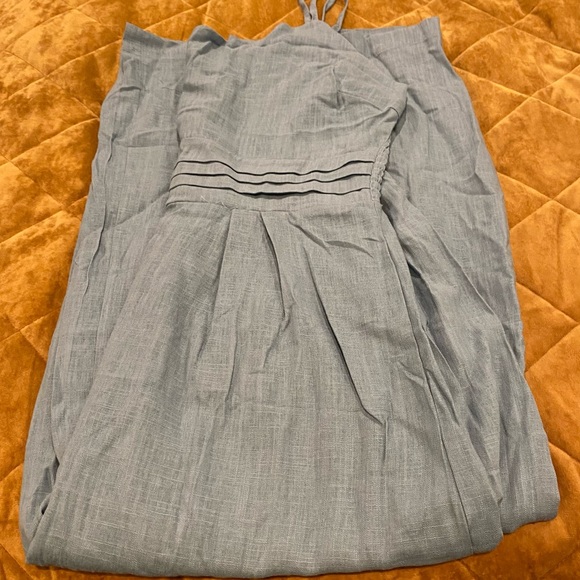 Wide Leg Jumpsuit One Shoulder Spaghetti Strap Pleated Romper with Pockets - Picture 2 of 5